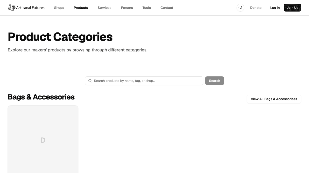 Public product catalog page